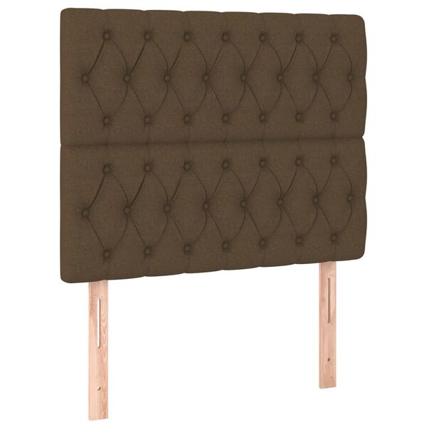 vidaXL T&ecirc;te de lit marron fonc&eacute; 90x7x118/128 cm Tissu