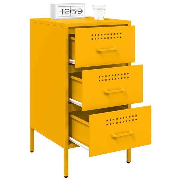 vidaXL Tables de chevet 2 pcs jaune moutarde 36x39x68 cm acier