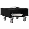 vidaXL Table d'appoint avec roues Ch&ecirc;ne noir 50,5 x 50 x 30 cm