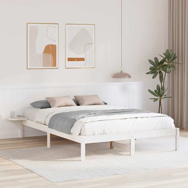 vidaXL Cadre de lit Blanc 160 x 200 cm Pin massif