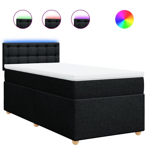 vidaXL Sommier &agrave; lattes de lit et matelas Noir 80x200 cm Tissu