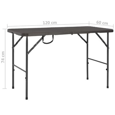 vidaXL Table de jardin pliante Marron 120x60x74cm PEHD Aspect de rotin