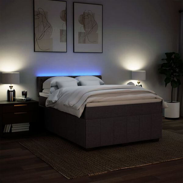 vidaXL Sommier &agrave; lattes de lit avec matelas Marron fonc&eacute; 140x200 cm