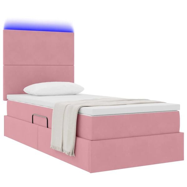 vidaXL Lit avec rangement et LED avec LED Rose 100 x 200 cm Velours