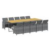 vidaXL Ensemble &agrave; manger de jardin coussins 11 pcs R&eacute;sine tress&eacute;e Gris
