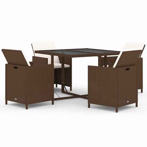vidaXL Ensemble &agrave; d&icirc;ner de jardin avec coussins 5 pcs poly rotin brun