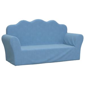 vidaXL Canap&eacute; pour enfants 2 places bleu peluche douce
