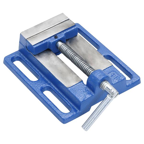 vidaXL &Eacute;tau pour perceuse &agrave; colonne bleu 76 mm fonte