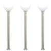 vidaXL Bornes lumineuses avec d&eacute;tecteur lot de 3 120 cm acier inoxydable IP44
