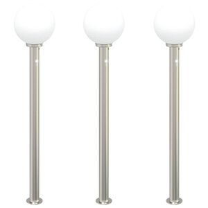 vidaXL Bornes lumineuses avec d&eacute;tecteur lot de 3 120 cm acier inoxydable IP44