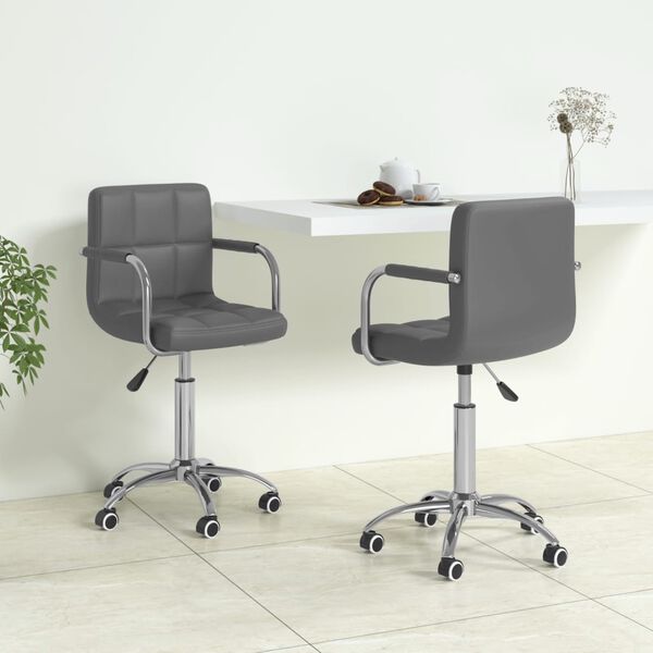 vidaXL Chaises &agrave; manger pivotantes lot de 2 gris similicuir