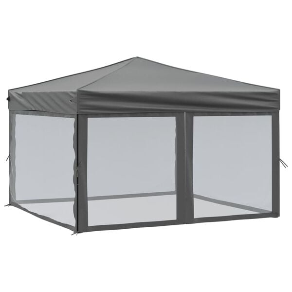 vidaXL Tente de réception pliable avec parois Anthracite 3x3 m