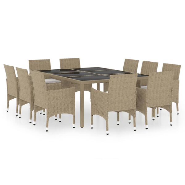 vidaXL Ensemble &agrave; manger de jardin 11pcs R&eacute;sine tress&eacute;e Beige