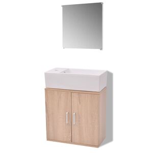vidaXL Meubles de salle de bains trois pi&egrave;ces Beige