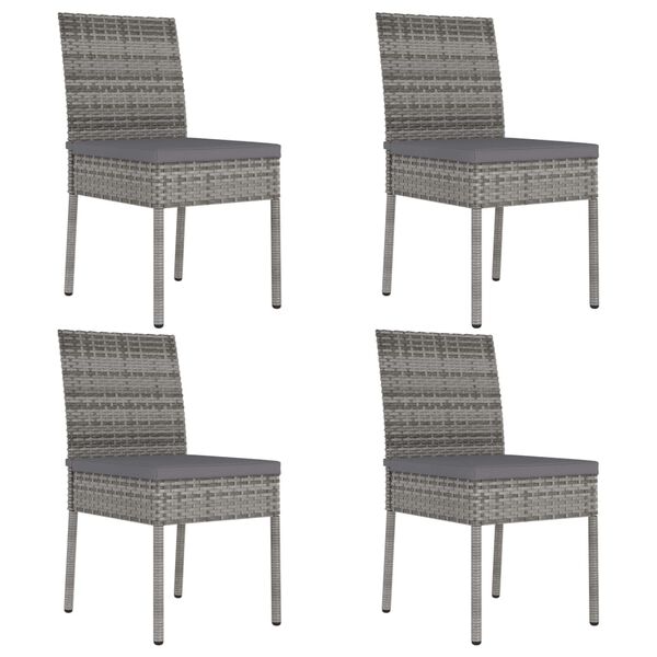 vidaXL Chaises &agrave; manger de jardin lot de 4 r&eacute;sine tress&eacute;e gris