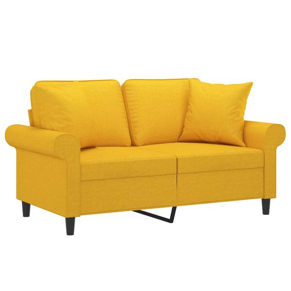 vidaXL Canap&eacute; 2 places avec oreillers et coussins Jaune clair 120 cm