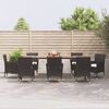 vidaXL Ensemble &agrave; manger jardin 9pcs et coussins noir r&eacute;sine tress&eacute;e
