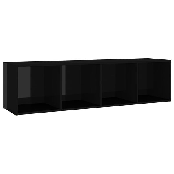vidaXL Meubles TV 3 pcs Noir brillant 142,5x35x36,5 cm Bois ingénierie