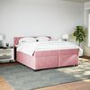 vidaXL Sommier &agrave; lattes de lit avec matelas Rose 200x200 cm Velours