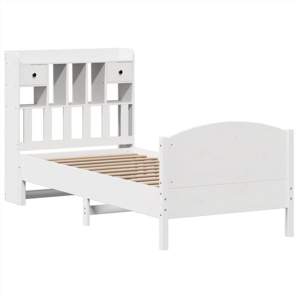 vidaXL Lit biblioth&egrave;que sans matelas blanc 75x190cm bois de pin massif