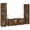 vidaXL Ensemble de mobilier de salle de bain 5 pc Ch&ecirc;ne fum&eacute;