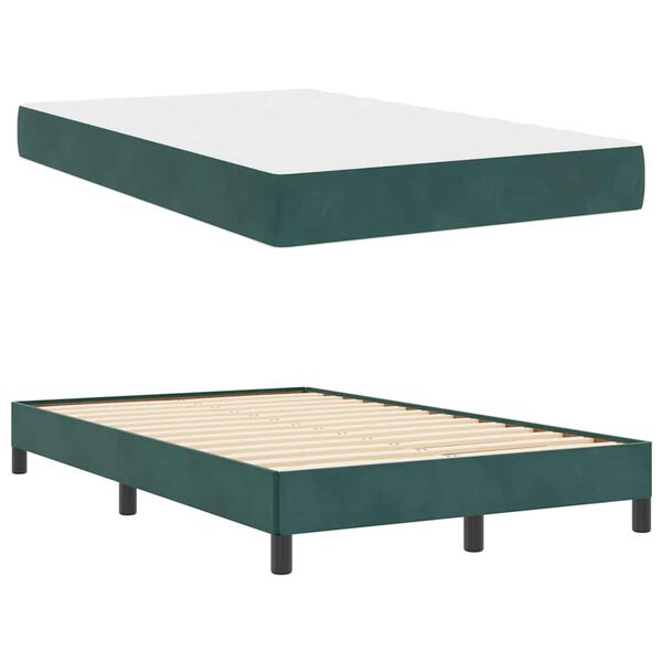 vidaXL Lit à ressorts avec matelas Vert foncé 120 x 220 cm tissu