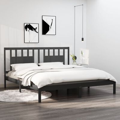 vidaXL Cadre de lit sans matelas gris bois massif 200x200 cm