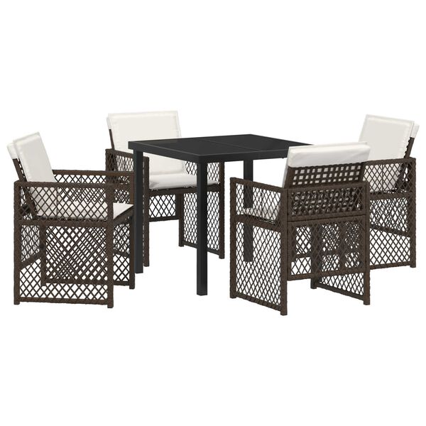 vidaXL Ensemble de salle &agrave; manger pour jardin 5 pcs Marron polyrotin