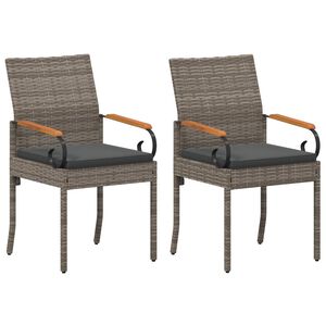 vidaXL Chaises de jardin 2 pc Gris et Gris fonc&eacute; Poly Rattan et Acacia