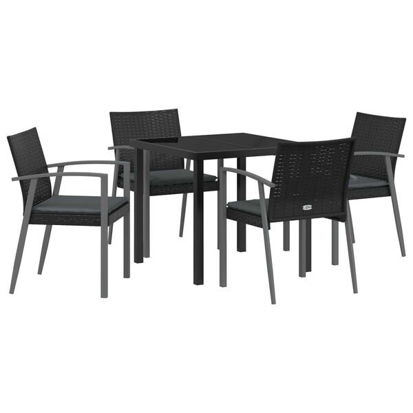 vidaXL Ensemble de salle &agrave; manger pour jardin 5 pcs Noir et gris