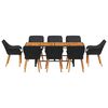 vidaXL Ensemble de salle &agrave; manger pour jardin 9 pcs Noir polyrotin