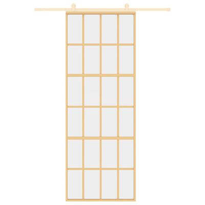 vidaXL Porte coulissante doré 76x205 cm verre ESG clair et aluminium