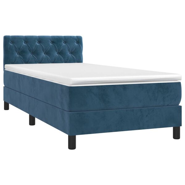 vidaXL Sommier &agrave; lattes de lit et matelas Bleu fonc&eacute; 80x200 cm Velours
