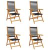 vidaXL Fauteuils pliants inclinables, lot de 4, en bois d'acacia massif noir