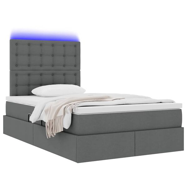 vidaXL Lit avec rangement et LED Gris fonc&eacute; 120 x 200 cm Polyester