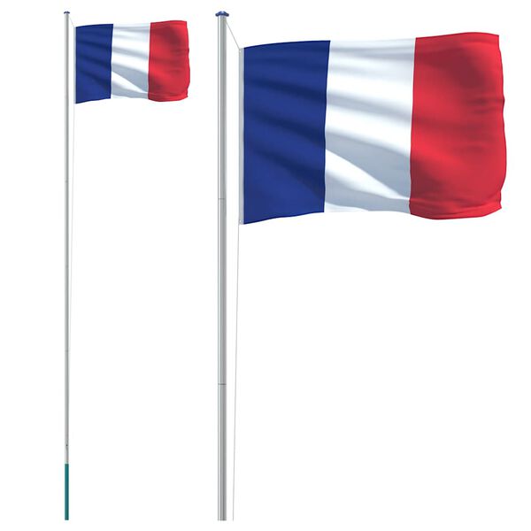 vidaXL Drapeau de la France et m&acirc;t 6,08 m Aluminium