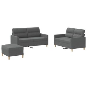 vidaXL Ensemble de canap&eacute;s 3 pcs avec coussins Gris fonc&eacute; Tissu