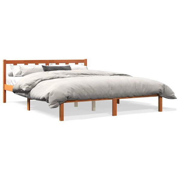 vidaXL Cadre de lit sans matelas cire marron 160x200cm bois pin massif