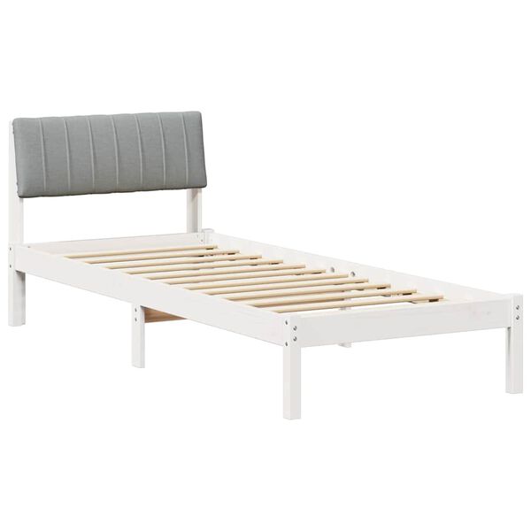 vidaXL Cadre de lit Blanc et gris clair 80 x 200 cm Bois massif en pin