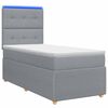 vidaXL Lit boxspring LED avec matelas Gris clair 80 x 200 cm Tissu
