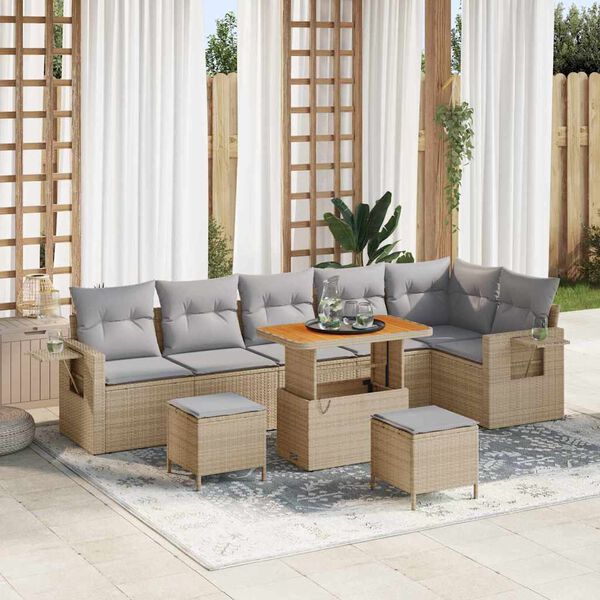 vidaXL Ensemble de canapé de jardin 11 pcs Beige et Gris clair
