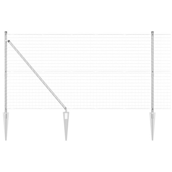 vidaXL Cl&ocirc;ture avec poteaux Argent 1.2 x 10 m Acier