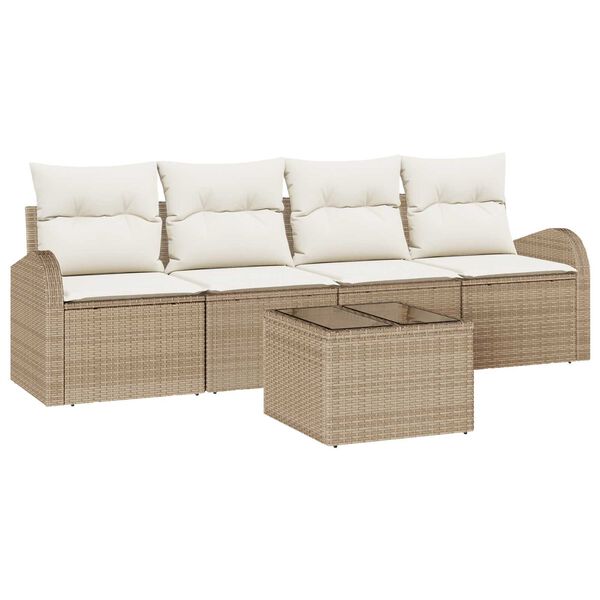 vidaXL Ensemble de canap&eacute; de jardin Beige 55 x 55 x 37 cm polyrotin