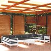 vidaXL Salon de jardin 11 pcs avec coussins blanc bois de pin