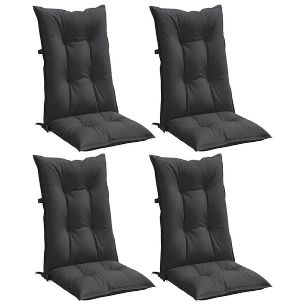vidaXL Coussins de chaise &agrave; dossier haut lot de 4 anthracite m&eacute;lang&eacute;
