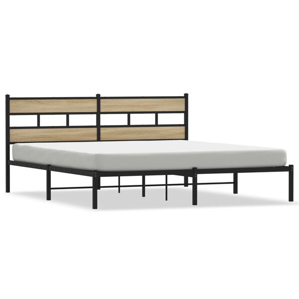 vidaXL Cadre de lit en métal sans matelas chêne sonoma 183x213 cm