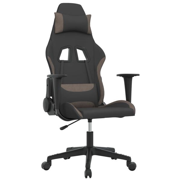 vidaXL Chaise de jeu Noir et taupe Tissu