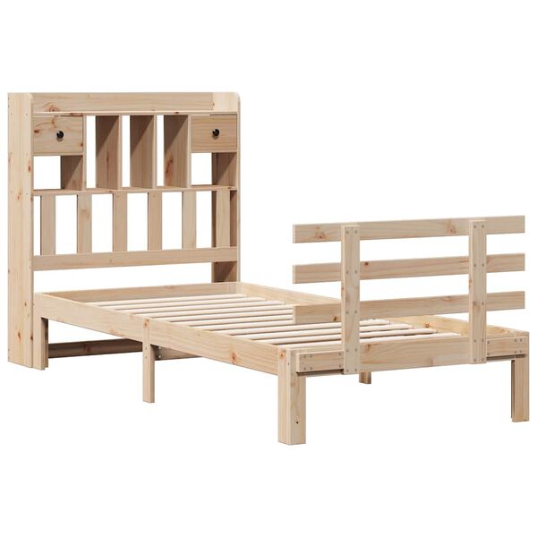vidaXL Lit biblioth&egrave;que sans matelas 90x190 cm bois de pin massif