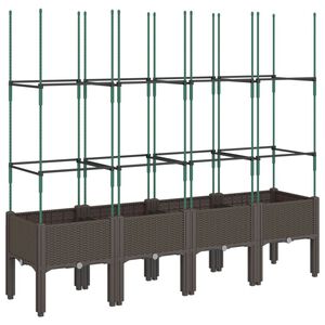 vidaXL Jardini&egrave;re avec treillis marron 160x40x142,5 cm PP