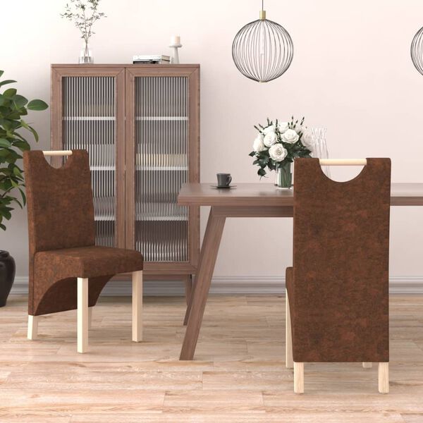 vidaXL Chaises &agrave; manger lot de 2 marron similicuir daim